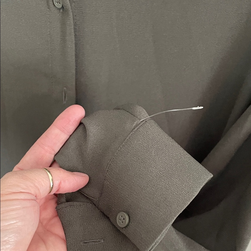 Halogen Women's Dark Olive Polyester Button Down … - image 4